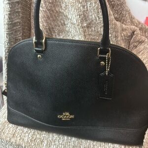 Elegant Black Leather Satchel by Coach